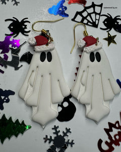 Santa Ghost Clay Earrings